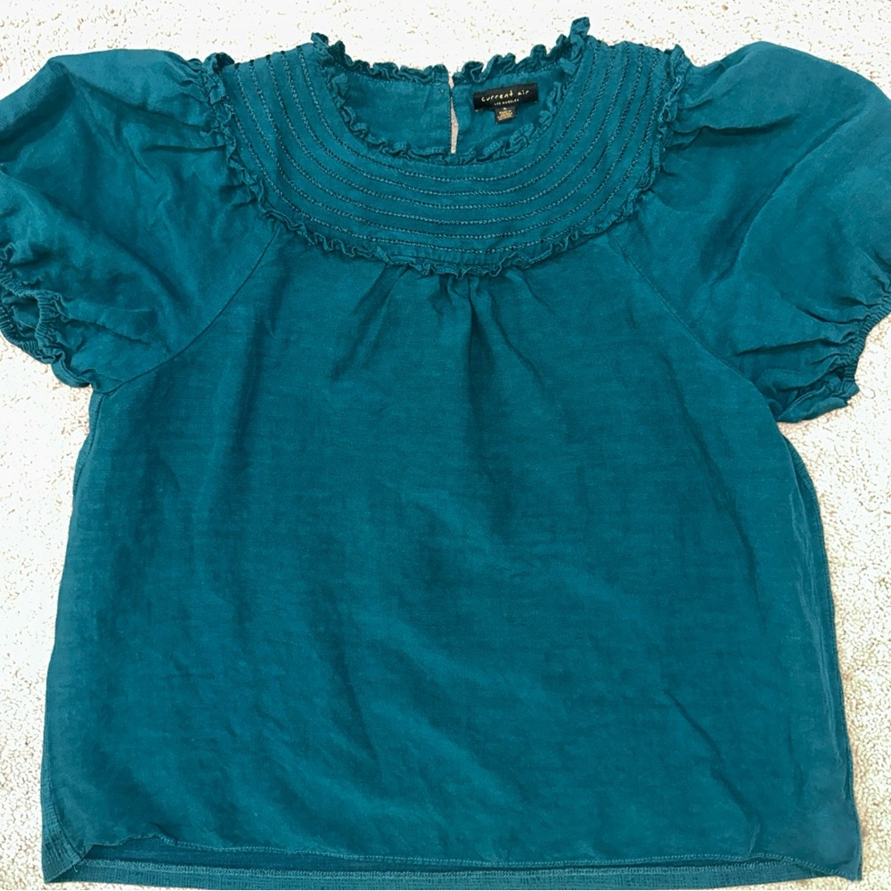Current Air Teal Ruffled Blouse Women’s Large